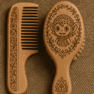 Ensemble "Tontatta Artisan" – Peigne et Brosse en Bois